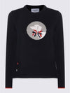 Hector Bow Virgin Wool Knit Top Navy - THOM BROWNE - BALAAN 2