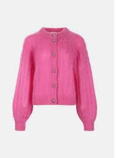 Women's Jewel Button Relaxed Mohair Cardigan Pink - GANNI - BALAAN 2