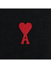 Small Heart Logo Wool Scarf Black - AMI - BALAAN 5