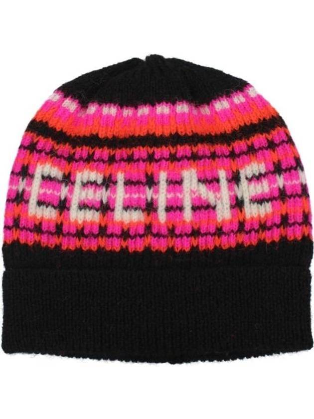 Ski Jacquard Wool Beanie Black Pink - CELINE - BALAAN 1