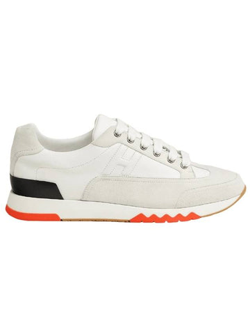 Trail Sneakers Calfskin Suede Goatskin Blanc Noir - HERMES - BALAAN 1