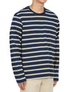 Stripe Jersey Oversized Long Sleeve T-Shirt Navy - THOM BROWNE - BALAAN 4