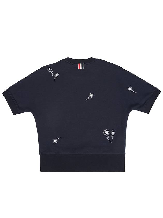 Embroidered Flower Dolman Short Sleeve T-Shirt Navy - THOM BROWNE - BALAAN 3