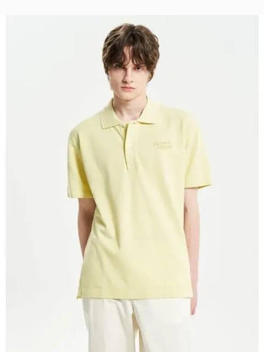 Men s Lettering Comfort Polo T Shirt Chalk Yellow Domestic Product - MAISON KITSUNE - BALAAN 1