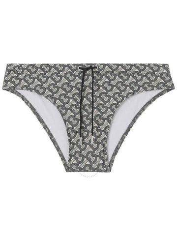 Burberry Men's Mid Grey Grayes Monogram Swim Briefs, Size Large - BURBERRY - BALAAN 1