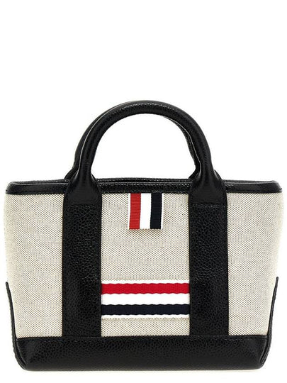 RWB Stripe Cotton Canvas Mini Tool Tote Bag Black Beige - THOM BROWNE - BALAAN 2