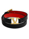 V Logo Leather Bracelet Black - VALENTINO - BALAAN 2