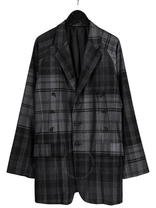 Yohji Yamamoto Men's Check Box Raglan Sleeve Jacket, Brand Size 2 (Medium) - YOHJI YAMAMOTO - BALAAN 1