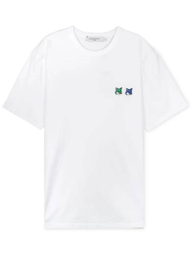 Men s Double Fox Head White Short Sleeve T Shirt KM00101KJ0008 WH - MAISON KITSUNE - BALAAN 3