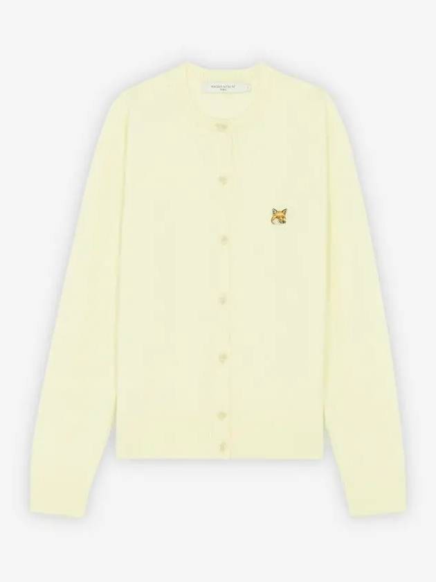 Fox Head Patch Knit Wool Cardigan Light Yellow - MAISON KITSUNE - BALAAN 2