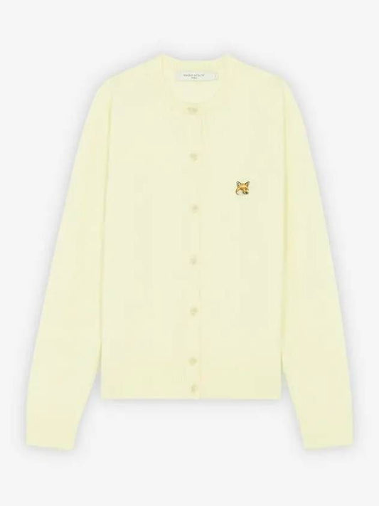 Fox Head Patch Knit Wool Cardigan Light Yellow - MAISON KITSUNE - BALAAN 2