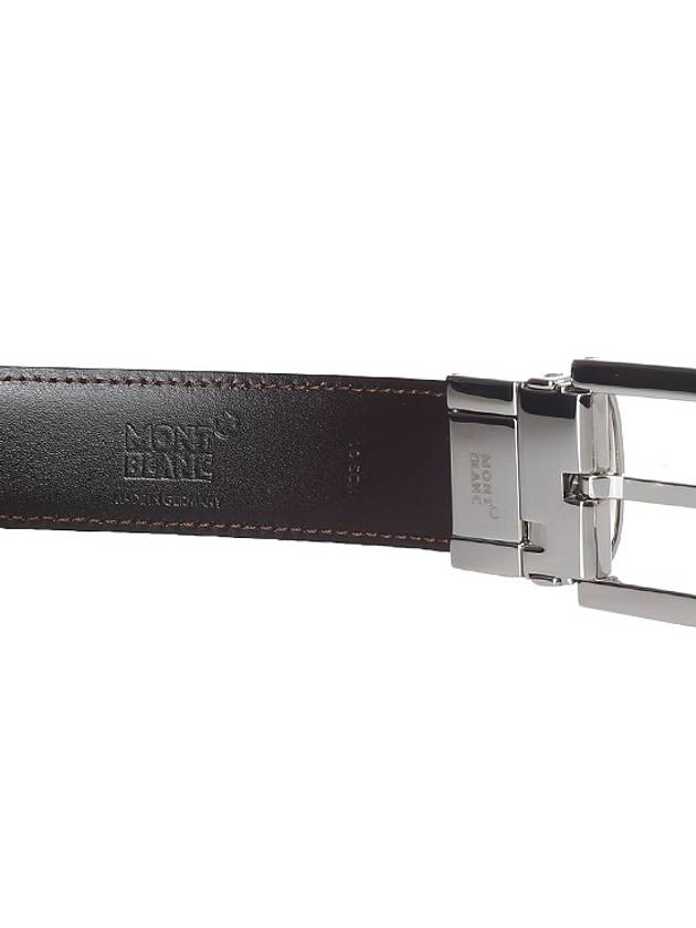 Round Buckle 30mm Reversible Leather Belt Black Brown - MONTBLANC - BALAAN 7