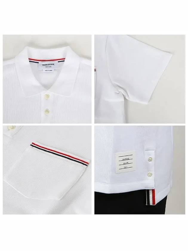 RWB Pocket Interlock Cotton Short Sleeve Polo Shirt White - THOM BROWNE - BALAAN 4