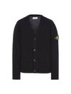 Men's Wappen Patch Button Cardigan Black - STONE ISLAND - BALAAN 2