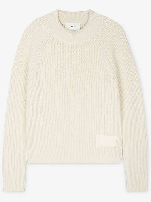 Logo Patch Wool Knit Top Beige - AMI - BALAAN 2