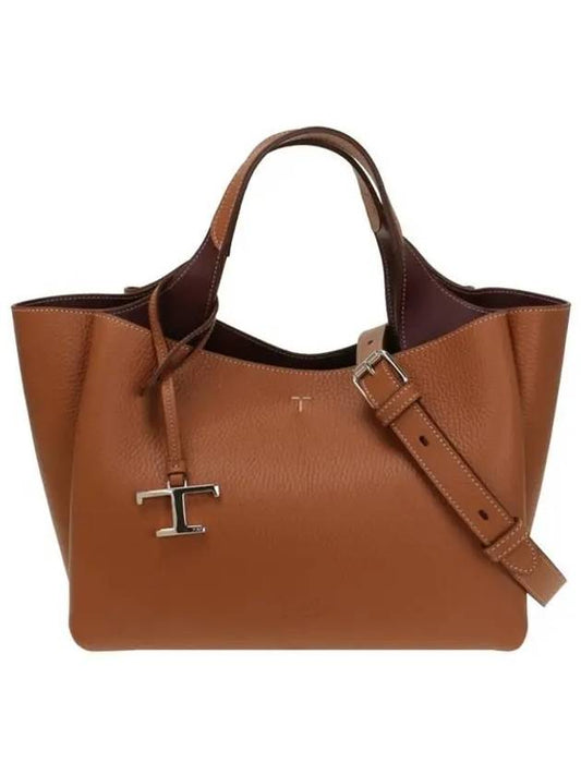 T Timeless Leather Mini Tote Bag Brown - TOD'S - BALAAN 2