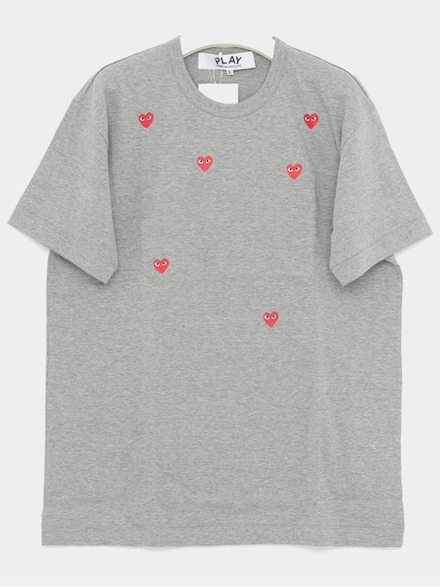 P1T3382 GRAY Manny Red Heart Short Sleeve T Shirt - COMME DES GARCONS - BALAAN 3