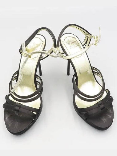 Black Silver Metallic Strap Decorated Women s Shoes - ROGER VIVIER - BALAAN 1