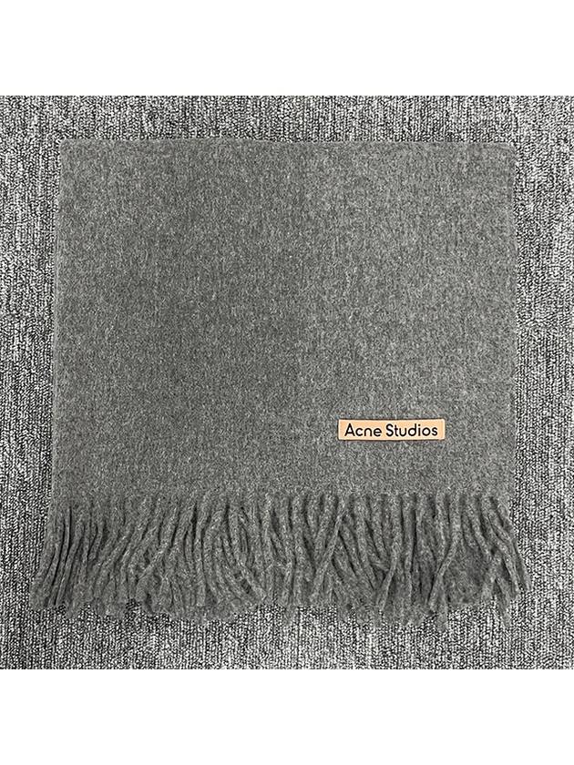 Logo Wool Fringe Scarf Grey - ACNE STUDIOS - BALAAN 3