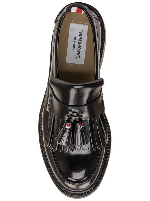 Tassel Trimmed Patent Calf Leather Loafers Black - THOM BROWNE - BALAAN 5