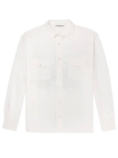 Logo Graphic Print Button Up Long Sleeve Shirt White - ACNE STUDIOS - BALAAN 2