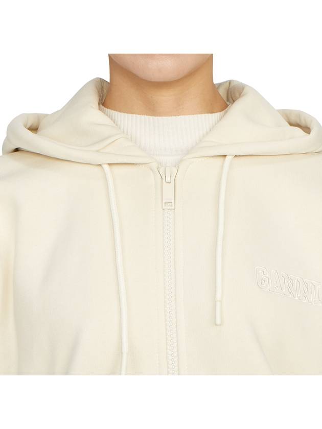 Logo Zip-Up Hoodie Cream - GANNI - BALAAN 8