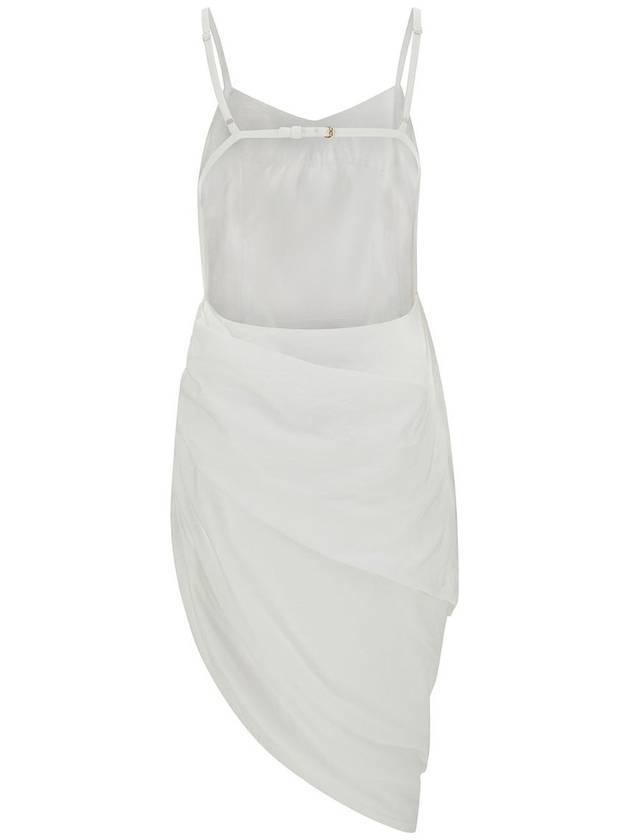 La Robe Saudade Asymmetric Draped Midi Dress White - JACQUEMUS - BALAAN 3