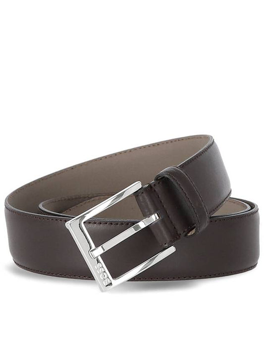 Ellotyo Leather Belt Dark Brown - HUGO BOSS - BALAAN.