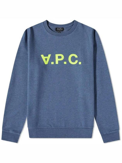 Men's Neon VPC Logo Long Sleeve Sweatshirt Blue - A.P.C. - BALAAN 2