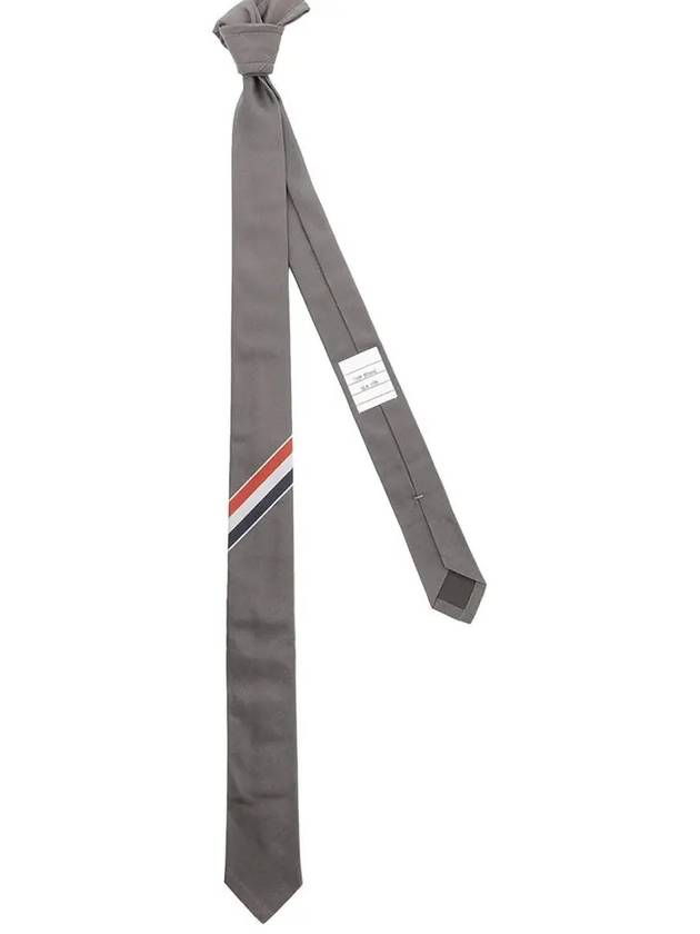 Men's Grosgrain Stripe Tie Dark Grey - THOM BROWNE - BALAAN 3