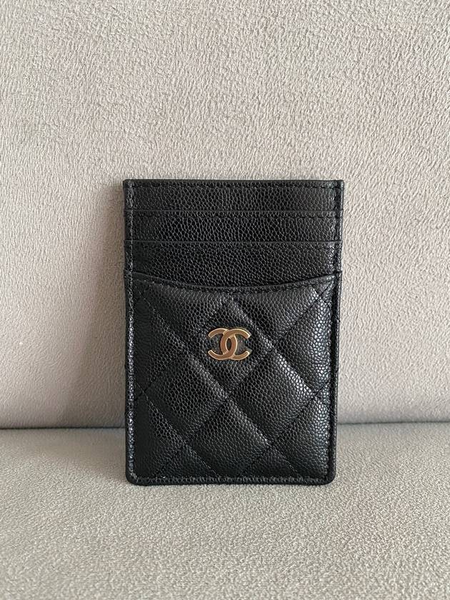 Classic Gold CC Logo Caviar Card Wallet Black - CHANEL - BALAAN 3