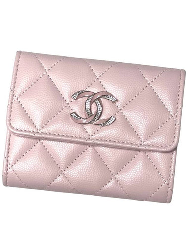 Classic Caviar Cubic Logo Bicycle Wallet Pink AP3340 - CHANEL - BALAAN 1