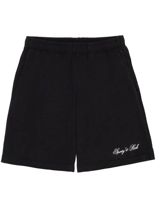 Logo Print Banded Waist Shorts Black - SPORTY & RICH - BALAAN 1