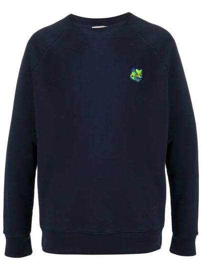 Neon Fox Patch Cotton Sweatshirt Navy - MAISON KITSUNE - BALAAN 2