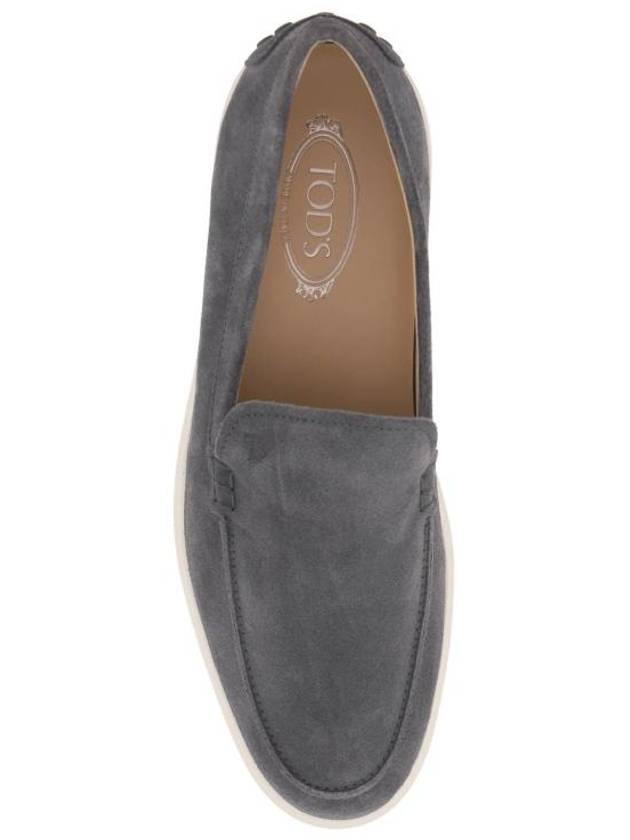 Suede Slipper Loafers Dark Grey - TOD'S - BALAAN 3