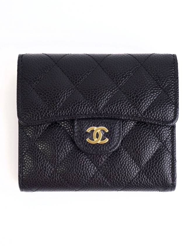 Small Classic Flap Wallet Grained Calfskin & Gold Black - CHANEL - BALAAN 2