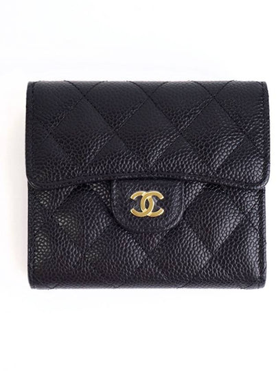 Small Classic Flap Wallet Grained Calfskin & Gold Black - CHANEL - BALAAN 2