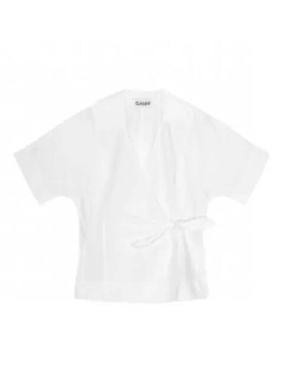 Poplin Wrap Cotton Blouse White - GANNI - BALAAN 2