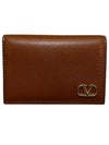 V Logo Signature Card Wallet Brown - VALENTINO - BALAAN 1