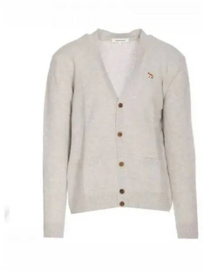 Baby Fox Patch V-neck Cardigan Light Grey - MAISON KITSUNE - BALAAN 2