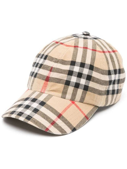 Check Cotton Ball Cap Beige - BURBERRY - BALAAN 2