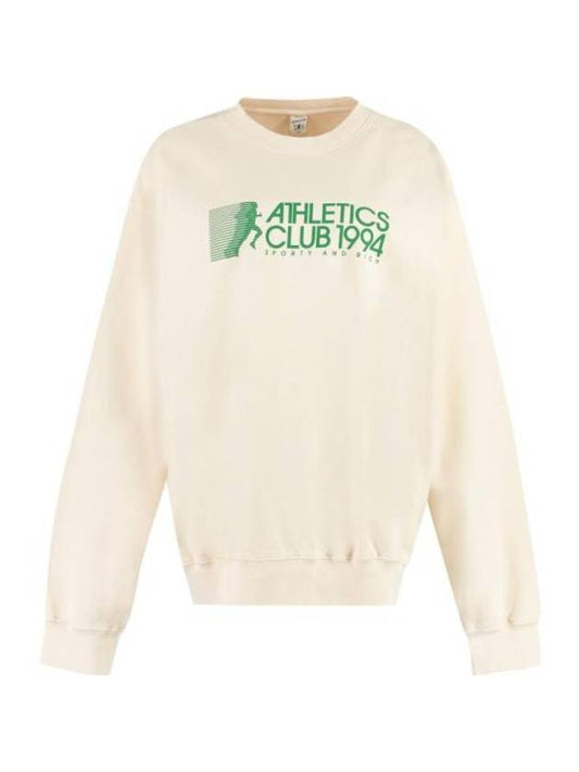 Logo Print Crew Neck Cotton Long Sleeve T-shirt Cream - SPORTY & RICH - BALAAN 1