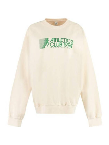 Logo Print Crew Neck Cotton Long Sleeve T-shirt Cream - SPORTY & RICH - BALAAN 1