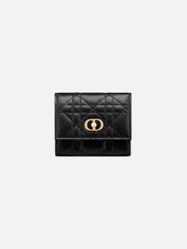 Jolie Hibiscus Cannage Lambskin Half Wallet Black - DIOR - BALAAN 2