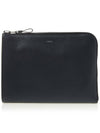 Logo Short Grain Leather Clutch Bag Black - TOM FORD - BALAAN 2