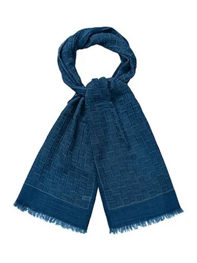 Gancini Monogram Print Stole Scarf Navy - SALVATORE FERRAGAMO - BALAAN 2