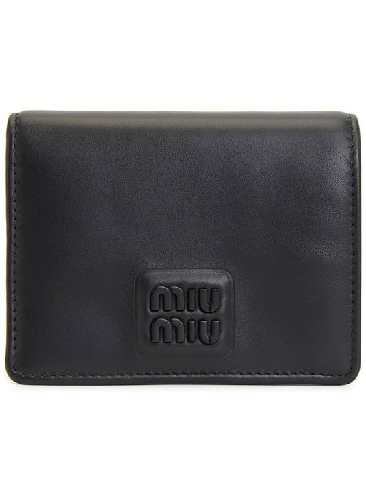 Logo Small Leather Half Wallet Black - MIU MIU - BALAAN 2