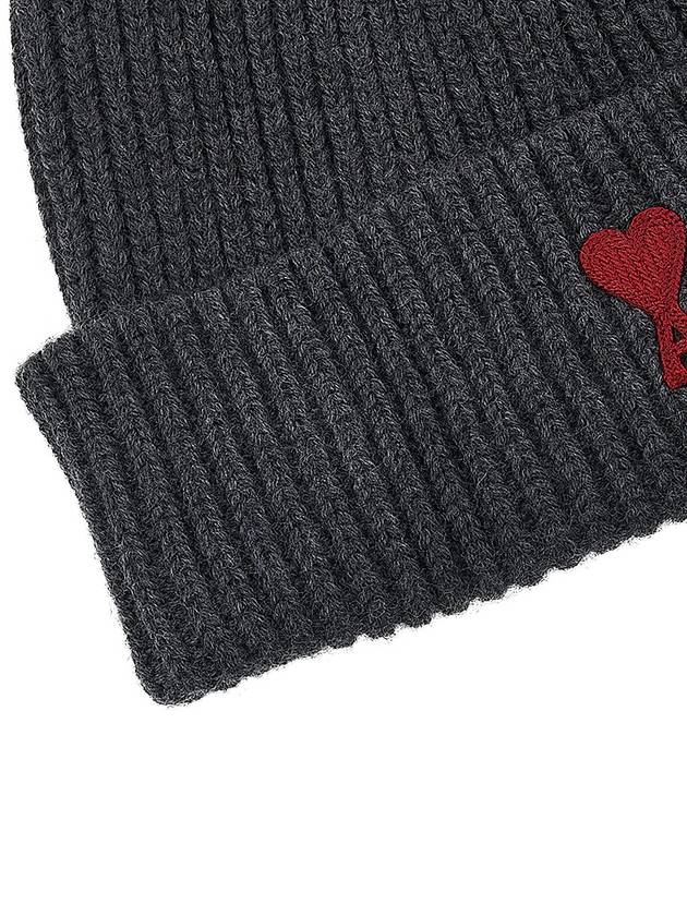 Heart Logo Wool Beanie Heather Grey - AMI - BALAAN 9