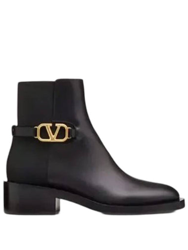 V Logo Signature Ankle Middle Boots Black - VALENTINO - BALAAN 1