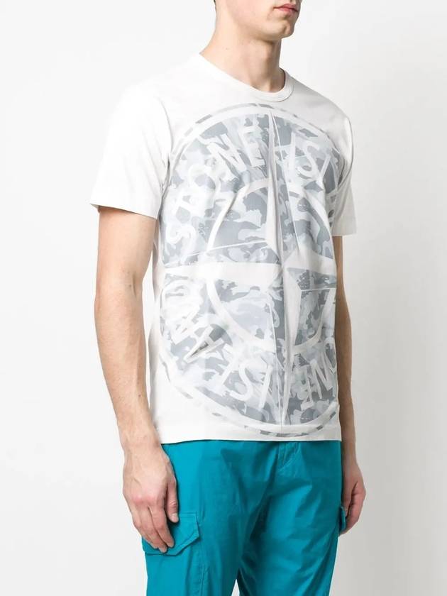 Men's Big Logo Camo Short Sleeve T-Shirt White - STONE ISLAND - BALAAN 4